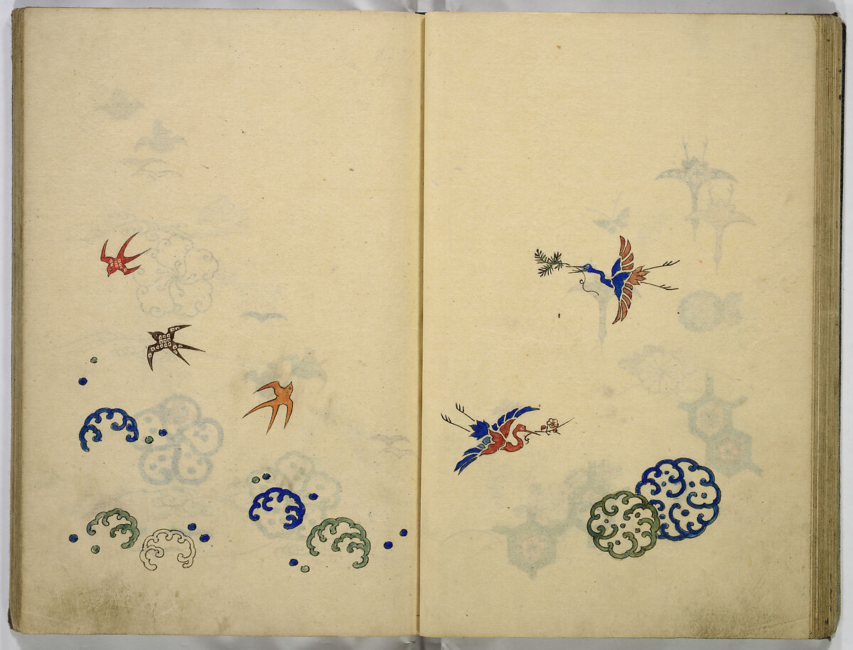 Hinagata cho (Model Book), Unidentified artist, Watercolor and ink on paper, Japan