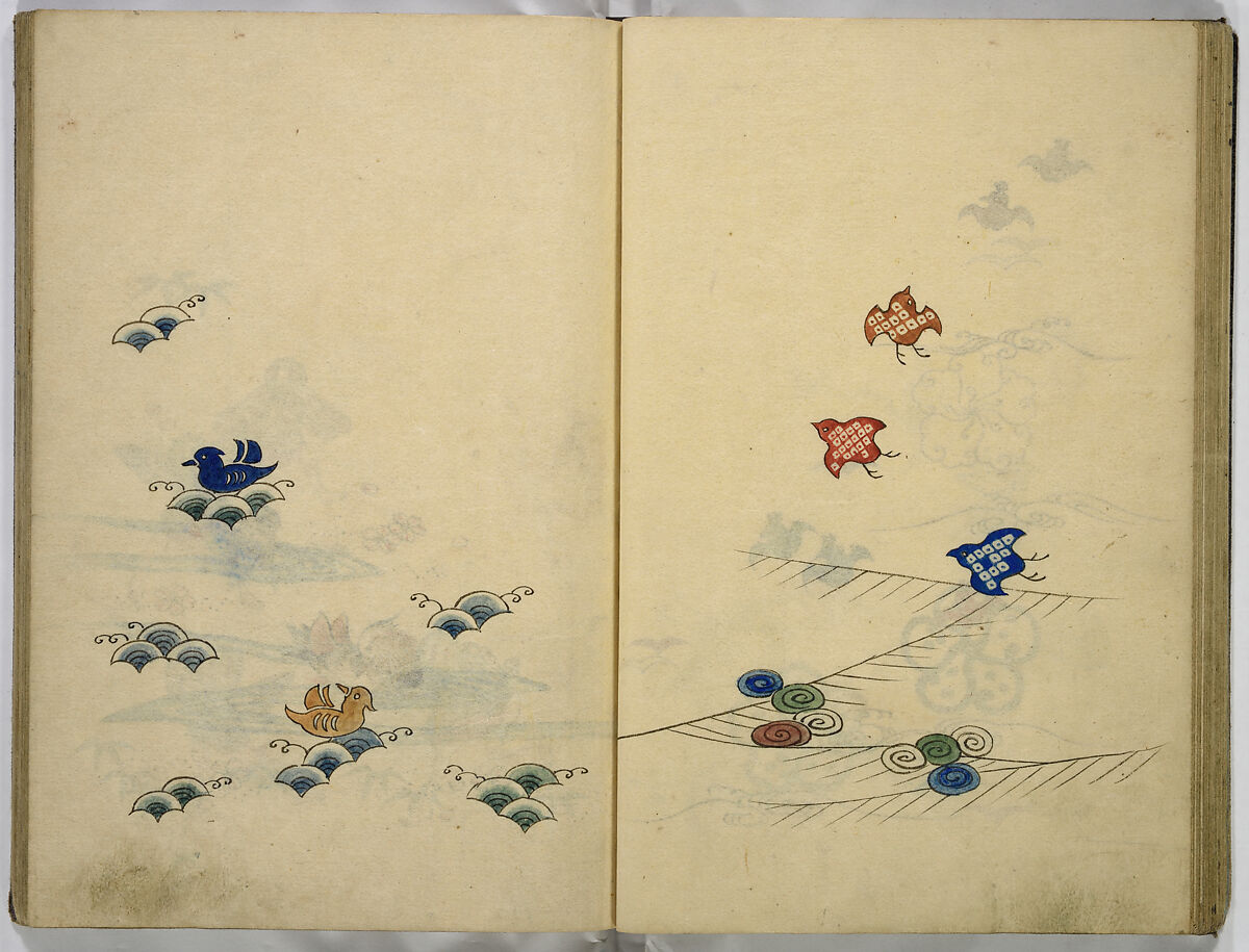 Hinagata cho (Model Book), Unidentified artist, Watercolor and ink on paper, Japan