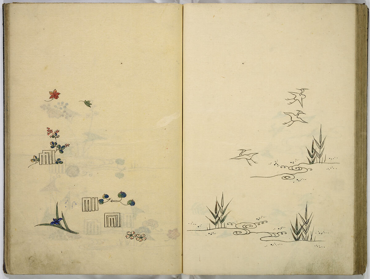 Hinagata cho (Model Book), Unidentified artist, Watercolor and ink on paper, Japan