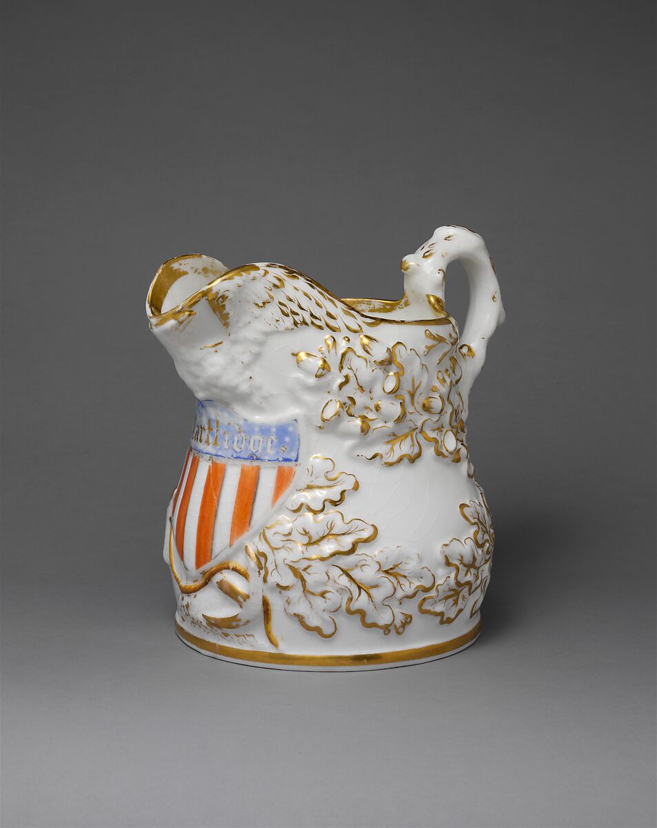 Pitcher, Charles Cartlidge and Company (1848–1856), Porcelain, American 