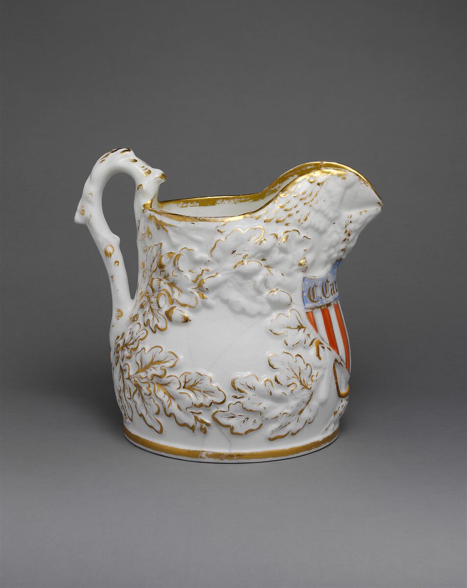 Pitcher, Charles Cartlidge and Company (1848–1856), Porcelain, American