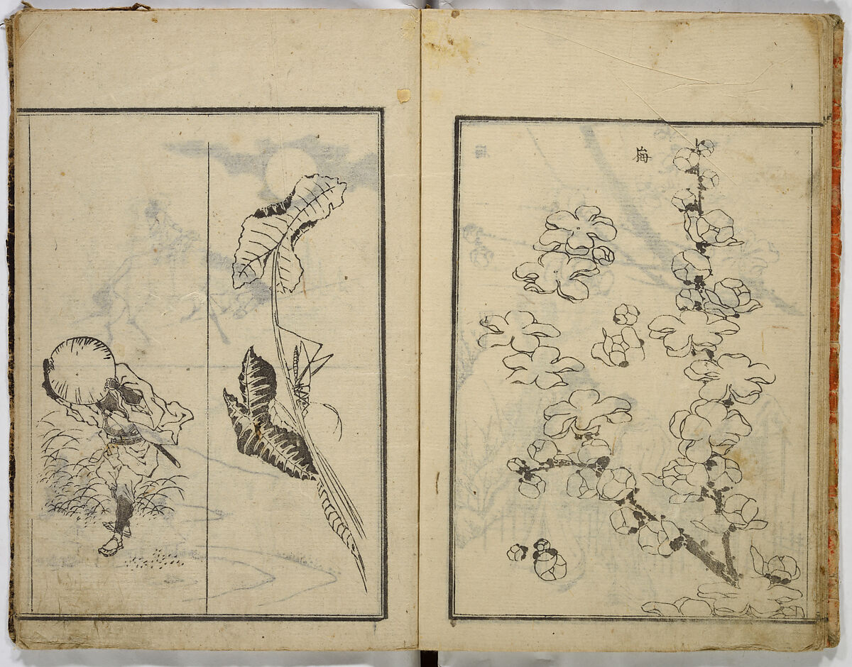 Random Sketches by Hokusai, Katsushika Hokusai (Japanese, Tokyo (Edo) 1760–1849 Tokyo (Edo)), Eight volumes of woodblock printed books; ink and color on paper, Japan
