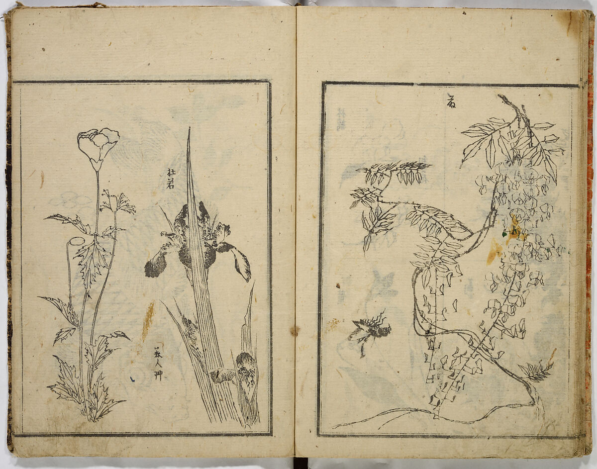 Random Sketches by Hokusai, Katsushika Hokusai (Japanese, Tokyo (Edo) 1760–1849 Tokyo (Edo)), Eight volumes of woodblock printed books; ink and color on paper, Japan