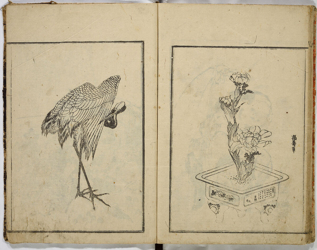 Random Sketches by Hokusai, Katsushika Hokusai (Japanese, Tokyo (Edo) 1760–1849 Tokyo (Edo)), Eight volumes of woodblock printed books; ink and color on paper, Japan