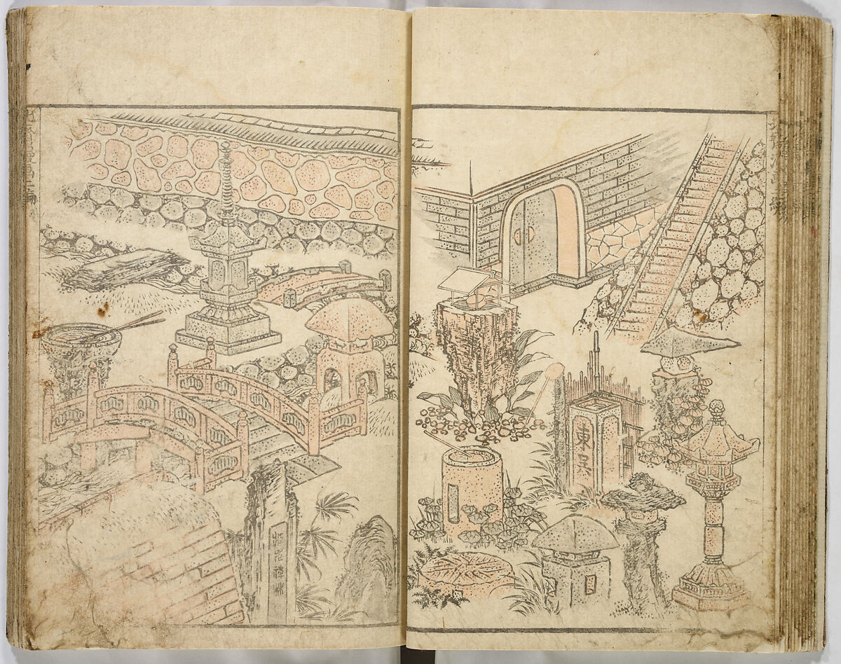 Random Sketches by Hokusai, Katsushika Hokusai (Japanese, Tokyo (Edo) 1760–1849 Tokyo (Edo)), Eight volumes of woodblock printed books; ink and color on paper, Japan