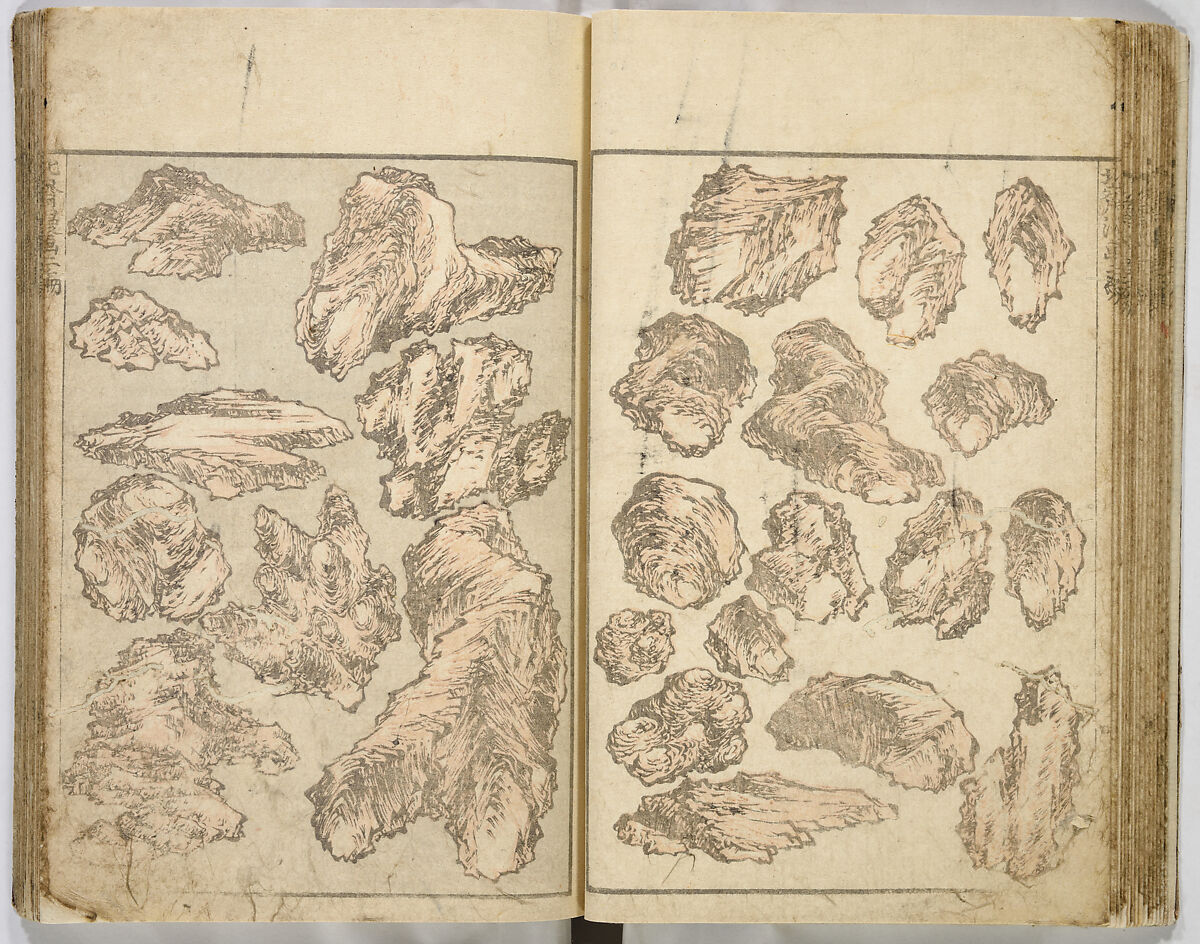 Random Sketches by Hokusai, Katsushika Hokusai (Japanese, Tokyo (Edo) 1760–1849 Tokyo (Edo)), Eight volumes of woodblock printed books; ink and color on paper, Japan