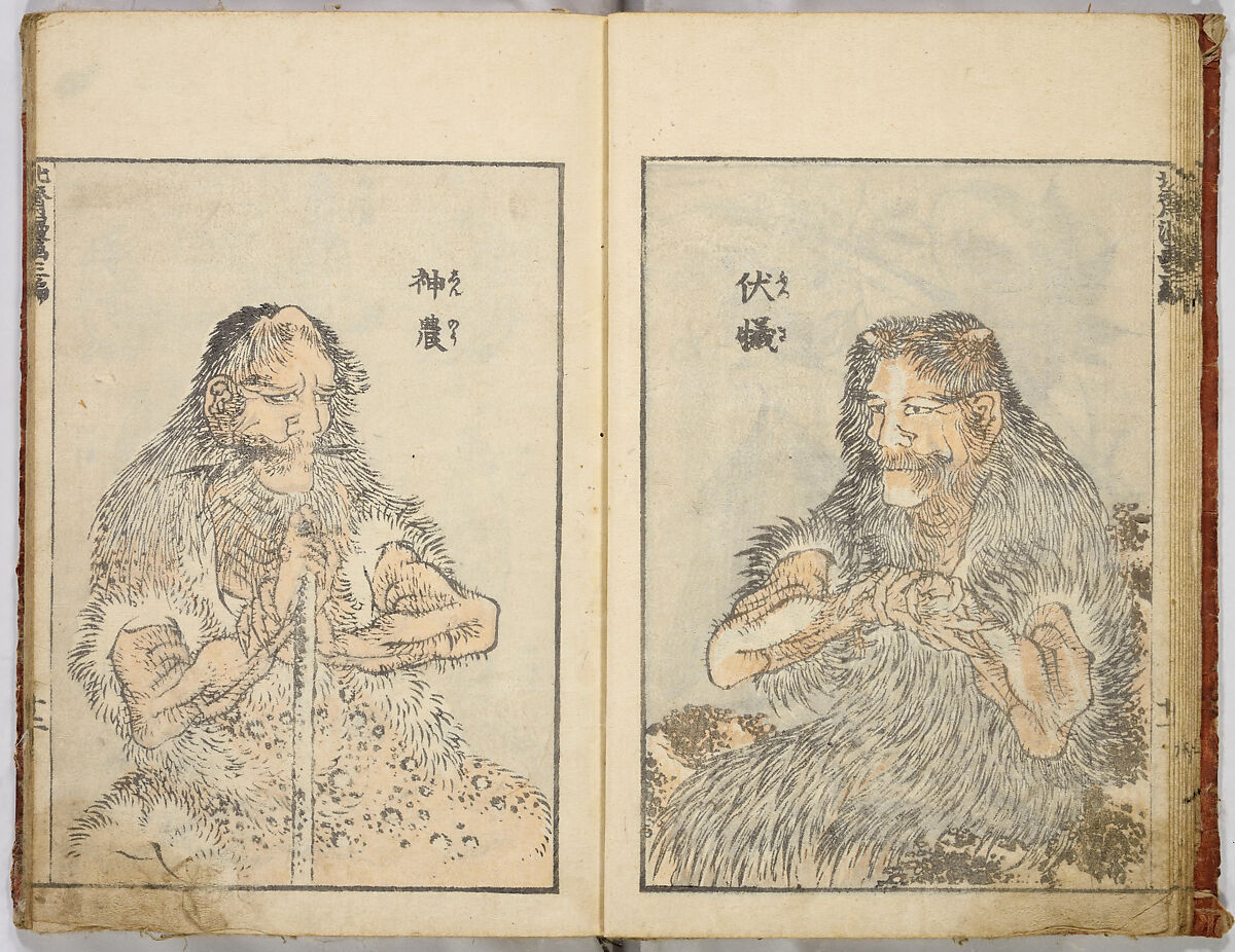Random Sketches by Hokusai, Katsushika Hokusai (Japanese, Tokyo (Edo) 1760–1849 Tokyo (Edo)), Eight volumes of woodblock printed books; ink and color on paper, Japan
