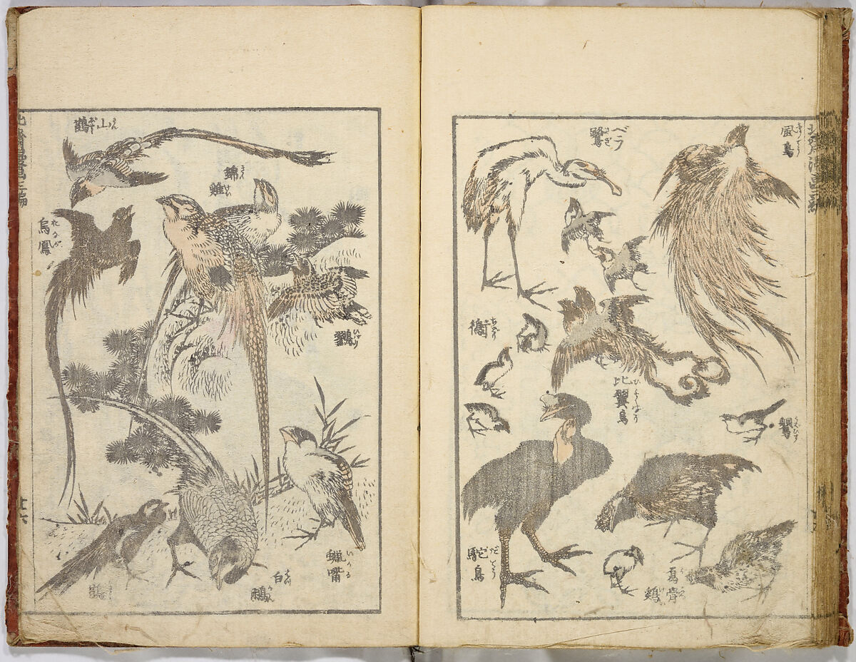 Random Sketches by Hokusai, Katsushika Hokusai (Japanese, Tokyo (Edo) 1760–1849 Tokyo (Edo)), Eight volumes of woodblock printed books; ink and color on paper, Japan