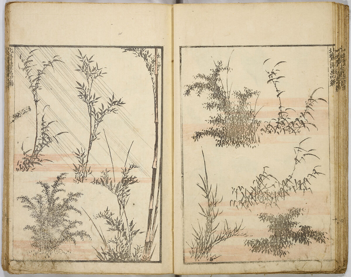 Random Sketches by Hokusai, Katsushika Hokusai (Japanese, Tokyo (Edo) 1760–1849 Tokyo (Edo)), Eight volumes of woodblock printed books; ink and color on paper, Japan
