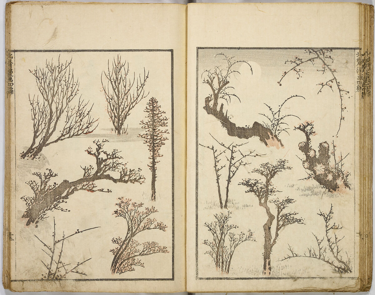 Random Sketches by Hokusai, Katsushika Hokusai (Japanese, Tokyo (Edo) 1760–1849 Tokyo (Edo)), Eight volumes of woodblock printed books; ink and color on paper, Japan
