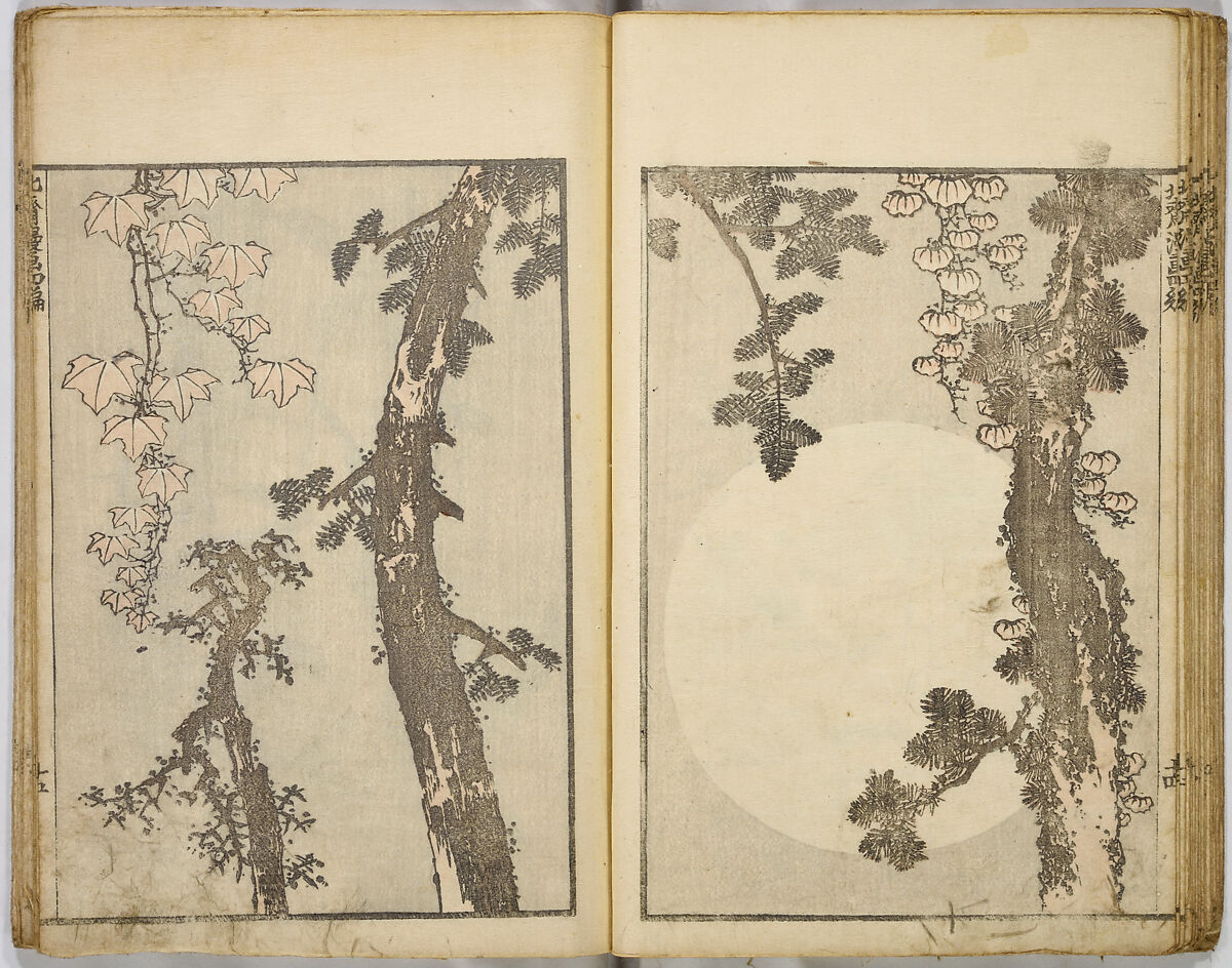 Random Sketches by Hokusai, Katsushika Hokusai (Japanese, Tokyo (Edo) 1760–1849 Tokyo (Edo)), Eight volumes of woodblock printed books; ink and color on paper, Japan