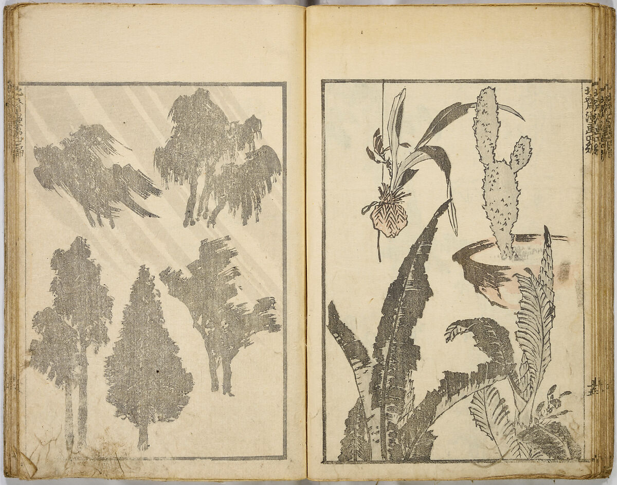Random Sketches by Hokusai, Katsushika Hokusai (Japanese, Tokyo (Edo) 1760–1849 Tokyo (Edo)), Eight volumes of woodblock printed books; ink and color on paper, Japan