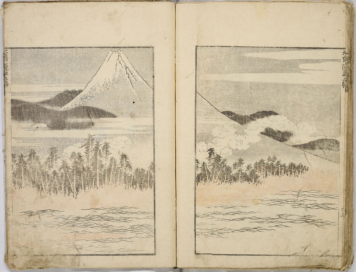 Random Sketches by Hokusai, Katsushika Hokusai (Japanese, Tokyo (Edo) 1760–1849 Tokyo (Edo)), Eight volumes of woodblock printed books; ink and color on paper, Japan