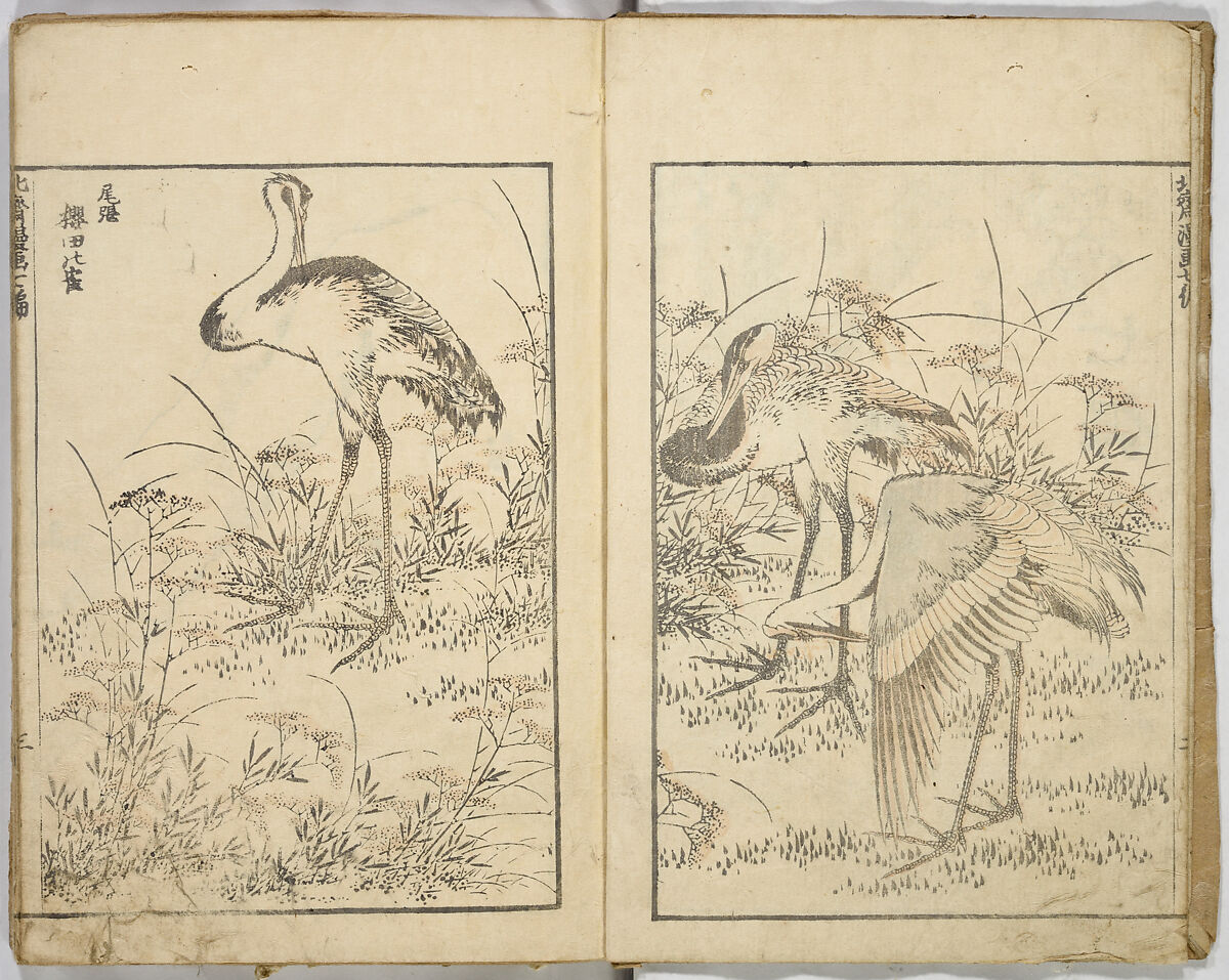 Random Sketches by Hokusai, Katsushika Hokusai (Japanese, Tokyo (Edo) 1760–1849 Tokyo (Edo)), Eight volumes of woodblock printed books; ink and color on paper, Japan