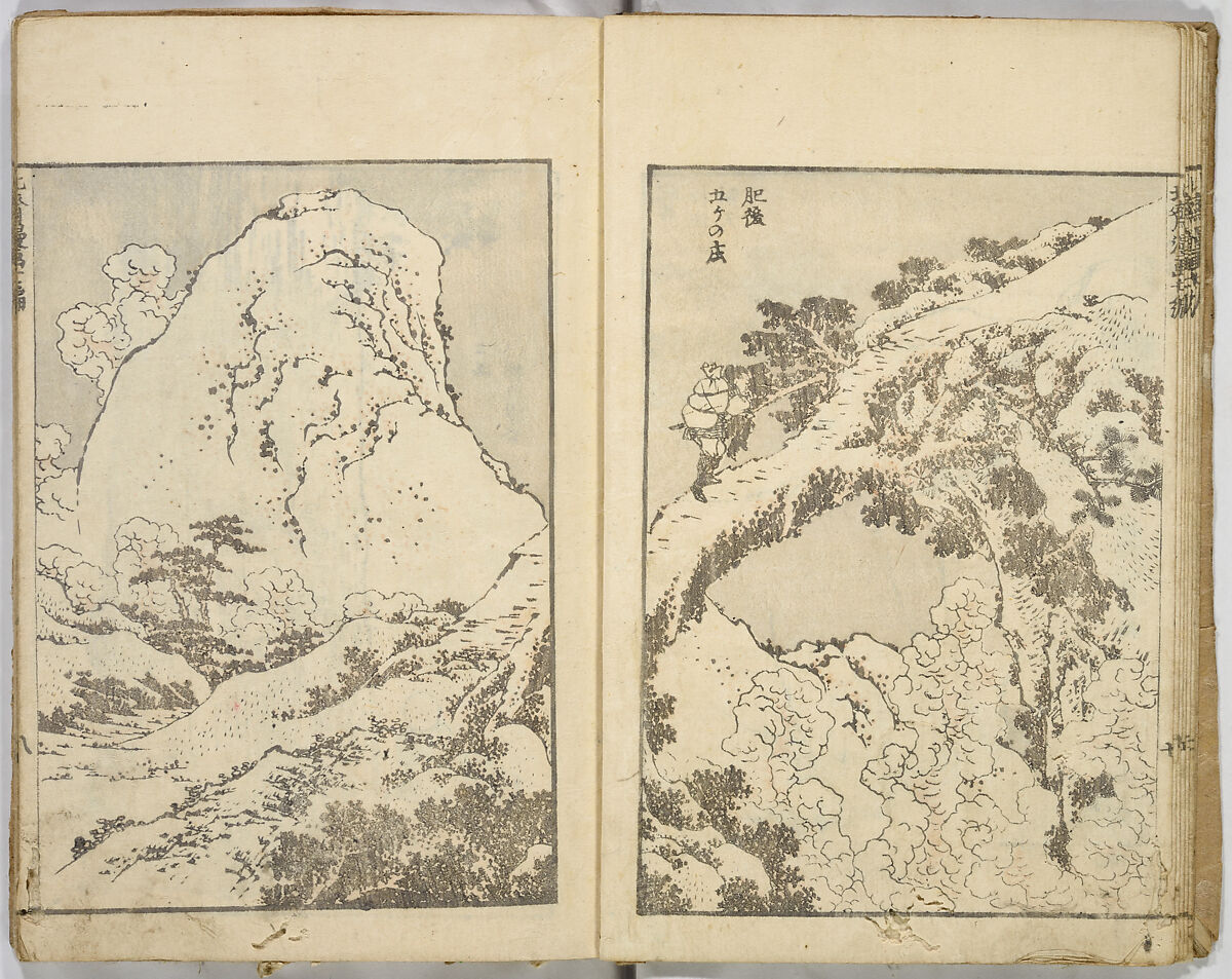 Random Sketches by Hokusai, Katsushika Hokusai (Japanese, Tokyo (Edo) 1760–1849 Tokyo (Edo)), Eight volumes of woodblock printed books; ink and color on paper, Japan