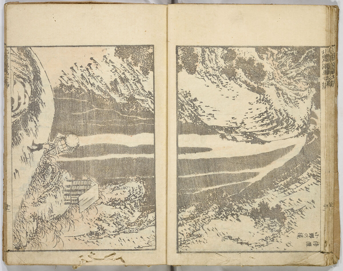 Random Sketches by Hokusai, Katsushika Hokusai (Japanese, Tokyo (Edo) 1760–1849 Tokyo (Edo)), Eight volumes of woodblock printed books; ink and color on paper, Japan