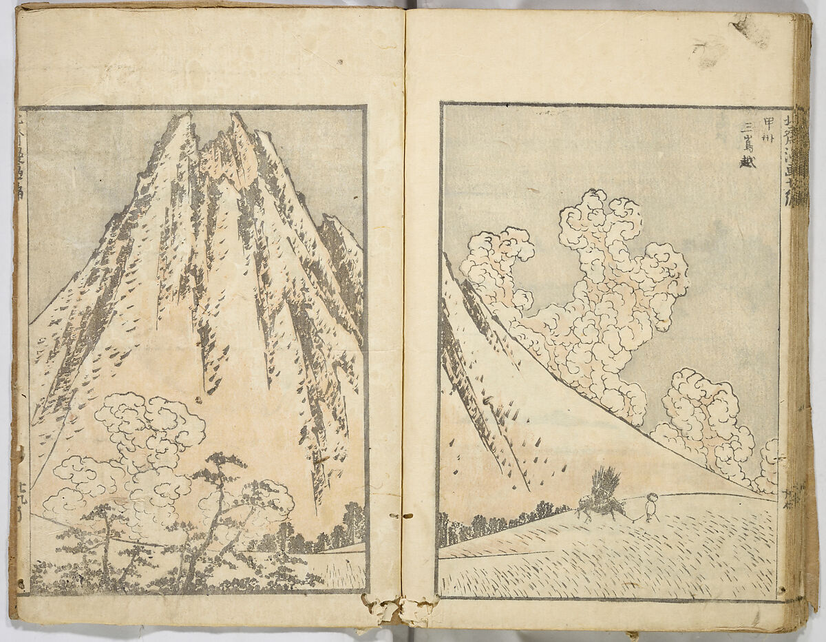 Random Sketches by Hokusai, Katsushika Hokusai (Japanese, Tokyo (Edo) 1760–1849 Tokyo (Edo)), Eight volumes of woodblock printed books; ink and color on paper, Japan
