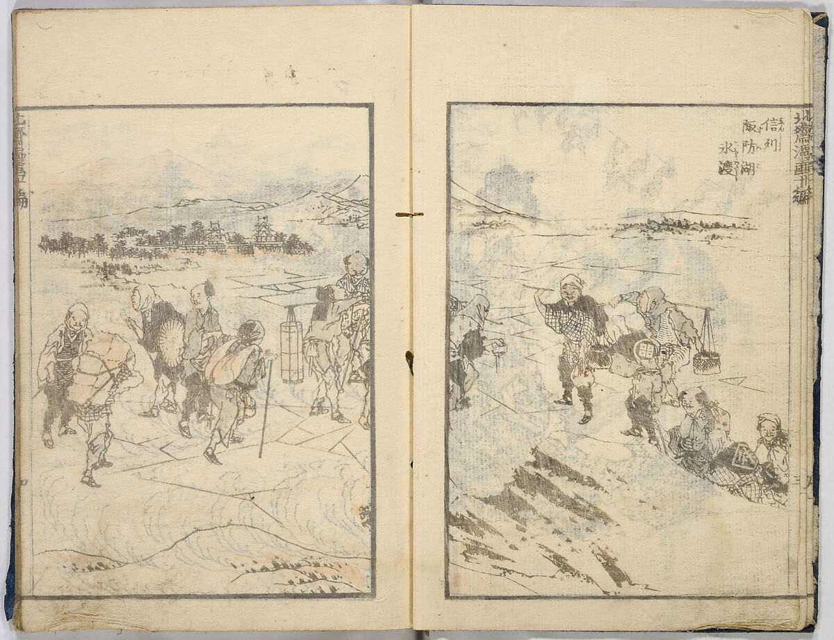 Random Sketches by Hokusai, Katsushika Hokusai (Japanese, Tokyo (Edo) 1760–1849 Tokyo (Edo)), Eight volumes of woodblock printed books; ink and color on paper, Japan