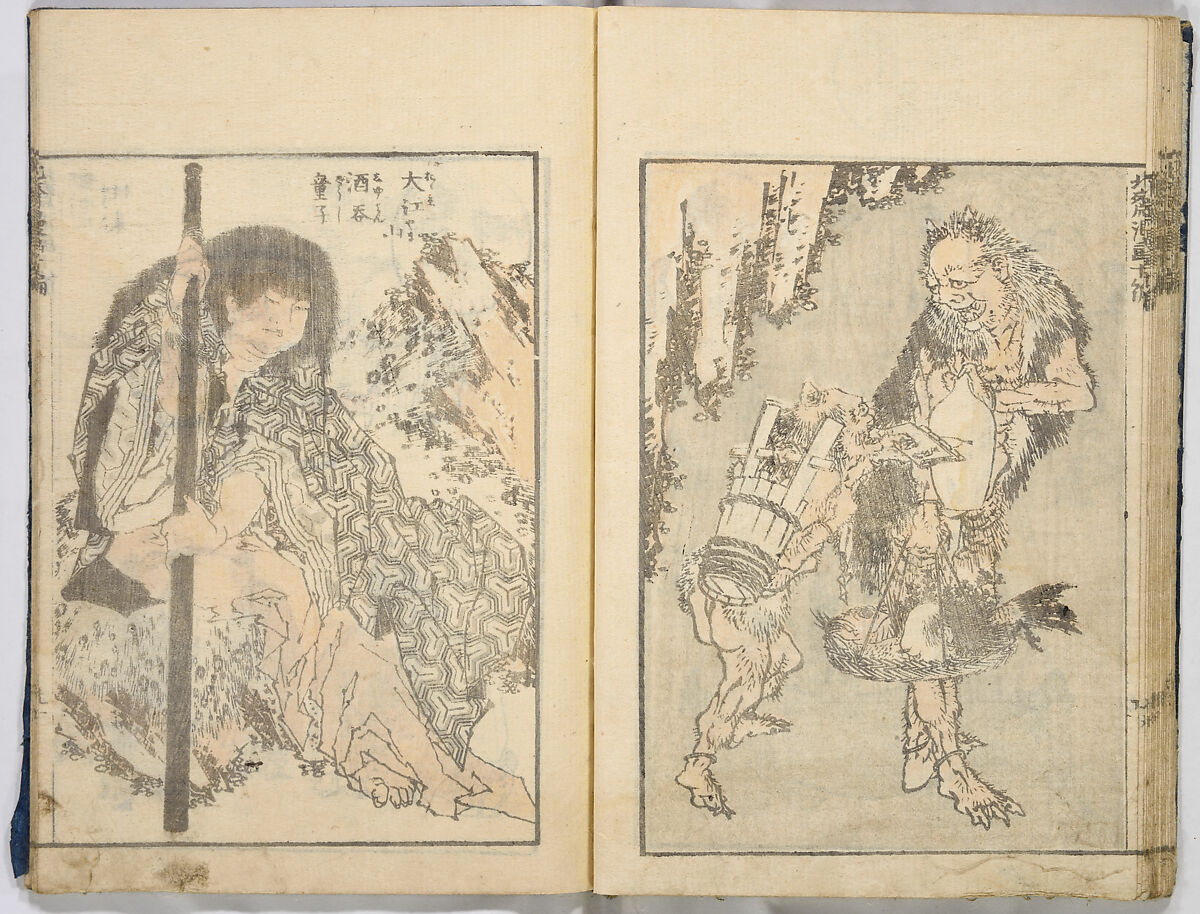 Random Sketches by Hokusai, Katsushika Hokusai (Japanese, Tokyo (Edo) 1760–1849 Tokyo (Edo)), Eight volumes of woodblock printed books; ink and color on paper, Japan