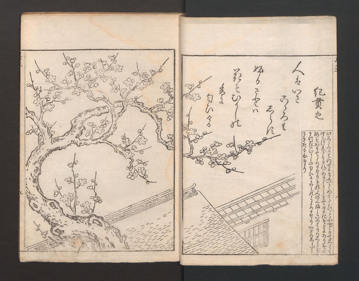 Picture Book: Ogura Hill (Ehon Ogurayama) 絵本小倉山, Nishikawa Sukenobu 西川祐信 (Japanese, 1671–1750), Thirteen double-page monochrome illustrations; ink on paper, Japan