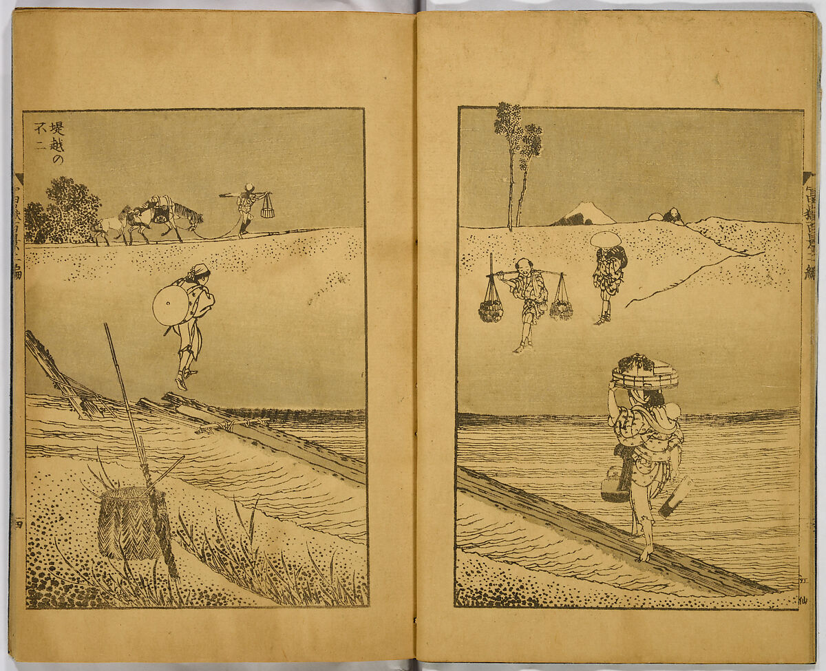 Hundred Views of Fuji, Katsushika Hokusai (Japanese, Tokyo (Edo) 1760–1849 Tokyo (Edo)), Ink on paper, Japan