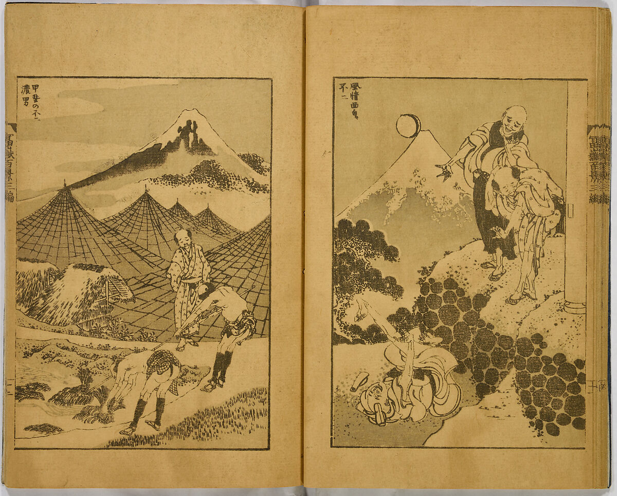 Hundred Views of Fuji, Katsushika Hokusai (Japanese, Tokyo (Edo) 1760–1849 Tokyo (Edo)), Ink on paper, Japan