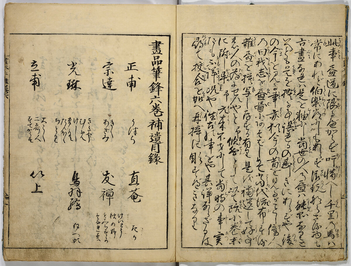 Book of Famous Japanese and Chinese Paintings, Ooka Shunboku (1680–1763), Twenty-five illustrated pages (5 originally black and white have been colored); ink and color on paper, Japan