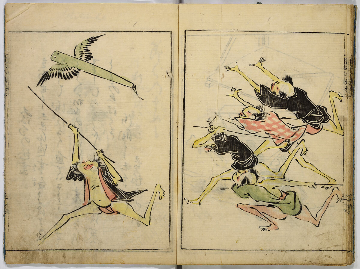 Book of Famous Japanese and Chinese Paintings, Ooka Shunboku (1680–1763), Twenty-five illustrated pages (5 originally black and white have been colored); ink and color on paper, Japan