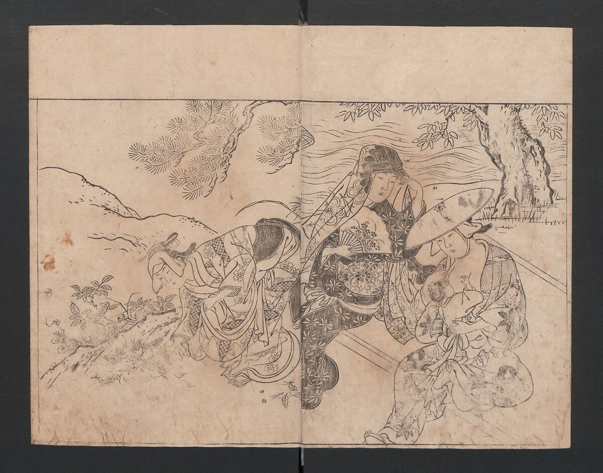 The Mrawing manual: The Evergreens (Ehon Tokiwagusa) 絵本常盤草, Nishikawa Sukenobu 西川祐信 (Japanese, 1671–1750), One volume, black and white, twenty-five double-page sheets; ink on paper, Japan