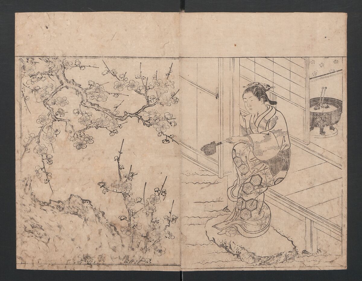 The Mrawing manual: The Evergreens (Ehon Tokiwagusa) 絵本常盤草, Nishikawa Sukenobu 西川祐信 (Japanese, 1671–1750), One volume, black and white, twenty-five double-page sheets; ink on paper, Japan