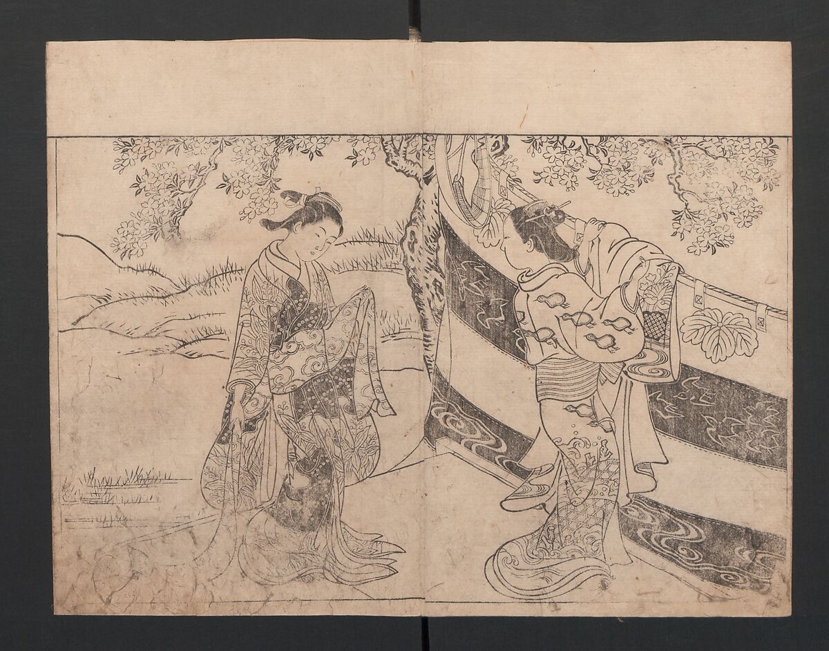 The Mrawing manual: The Evergreens (Ehon Tokiwagusa) 絵本常盤草, Nishikawa Sukenobu 西川祐信 (Japanese, 1671–1750), One volume, black and white, twenty-five double-page sheets; ink on paper, Japan