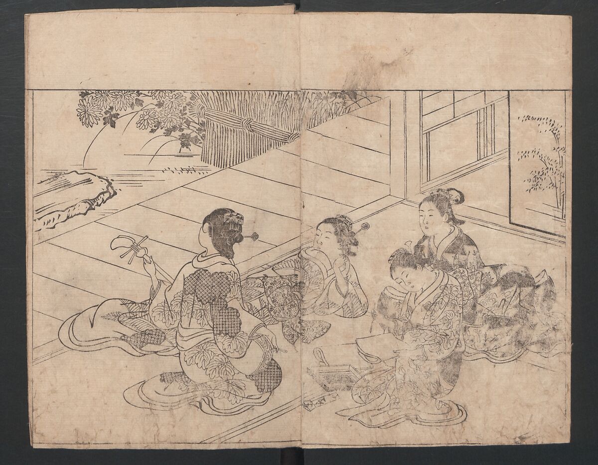 The Mrawing manual: The Evergreens (Ehon Tokiwagusa) 絵本常盤草, Nishikawa Sukenobu 西川祐信 (Japanese, 1671–1750), One volume, black and white, twenty-five double-page sheets; ink on paper, Japan