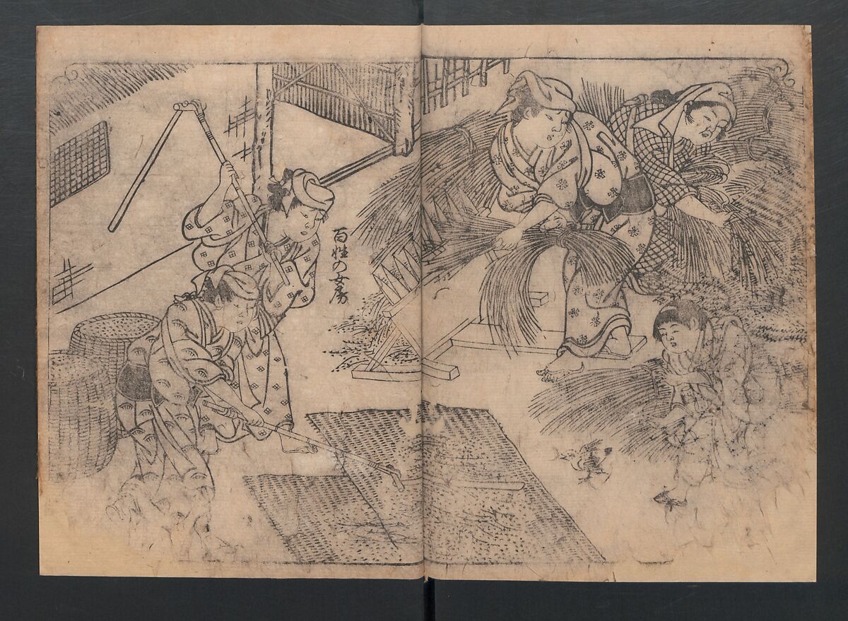 One Hundred Women Classified According to Their Rank (Hyakunin joro shinasadame) 百人女郎品定, Nishikawa Sukenobu 西川祐信 (Japanese, 1671–1750), Vol. I: 9 double and 2 single page illustrations; vol. II: 15 double, 1 single page illustrations; ink on paper, Japan