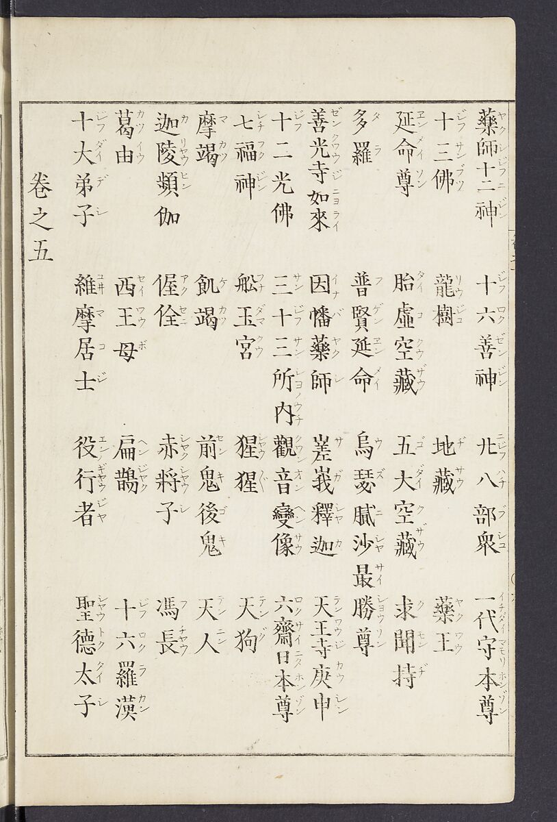 Buddhist Figures and Their Attributes [Meiji edition] (Meiji zōho shoshū butsuzō zui)  明治増補諸宗佛像図彙, Kino Shūshin 紀秀信 (Japanese, active 1783), Ink on paper, Japan