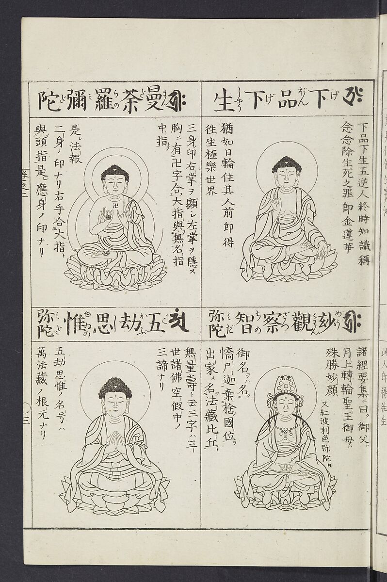 Buddhist Figures and Their Attributes [Meiji edition] (Meiji zōho shoshū butsuzō zui)  明治増補諸宗佛像図彙, Kino Shūshin 紀秀信 (Japanese, active 1783), Ink on paper, Japan