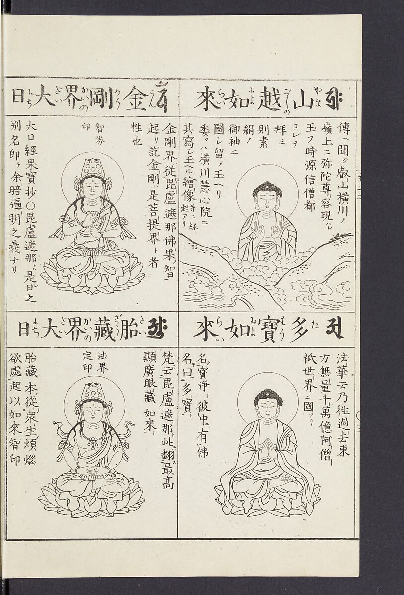 Buddhist Figures and Their Attributes [Meiji edition] (Meiji zōho shoshū butsuzō zui)  明治増補諸宗佛像図彙, Kino Shūshin 紀秀信 (Japanese, active 1783), Ink on paper, Japan