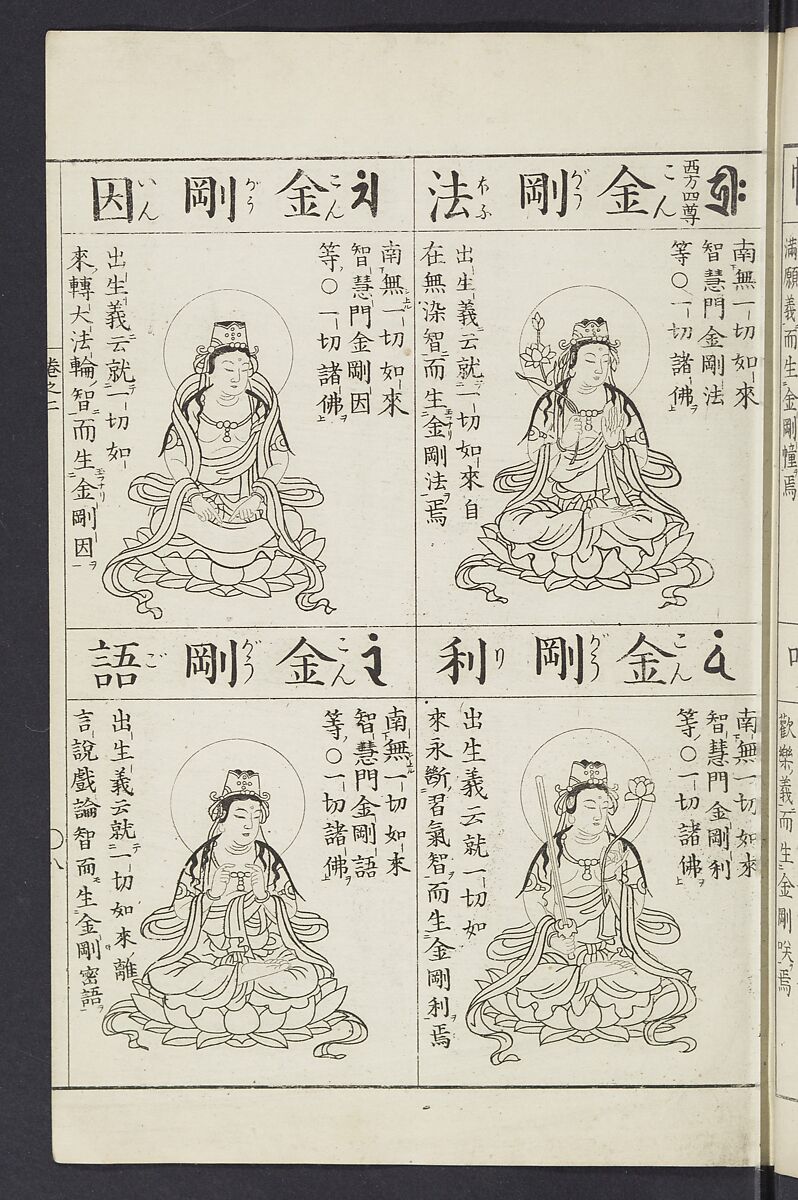 Buddhist Figures and Their Attributes [Meiji edition] (Meiji zōho shoshū butsuzō zui)  明治増補諸宗佛像図彙, Kino Shūshin 紀秀信 (Japanese, active 1783), Ink on paper, Japan