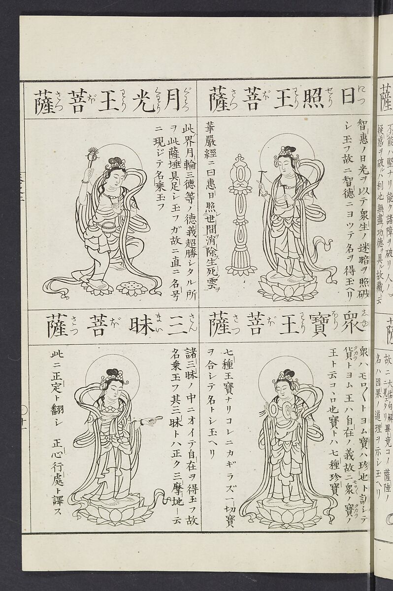 Buddhist Figures and Their Attributes [Meiji edition] (Meiji zōho shoshū butsuzō zui)  明治増補諸宗佛像図彙, Kino Shūshin 紀秀信 (Japanese, active 1783), Ink on paper, Japan