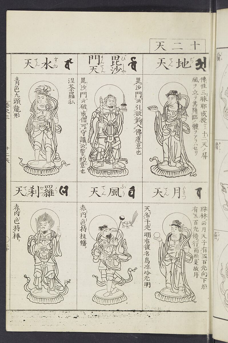 Buddhist Figures and Their Attributes [Meiji edition] (Meiji zōho shoshū butsuzō zui)  明治増補諸宗佛像図彙, Kino Shūshin 紀秀信 (Japanese, active 1783), Ink on paper, Japan