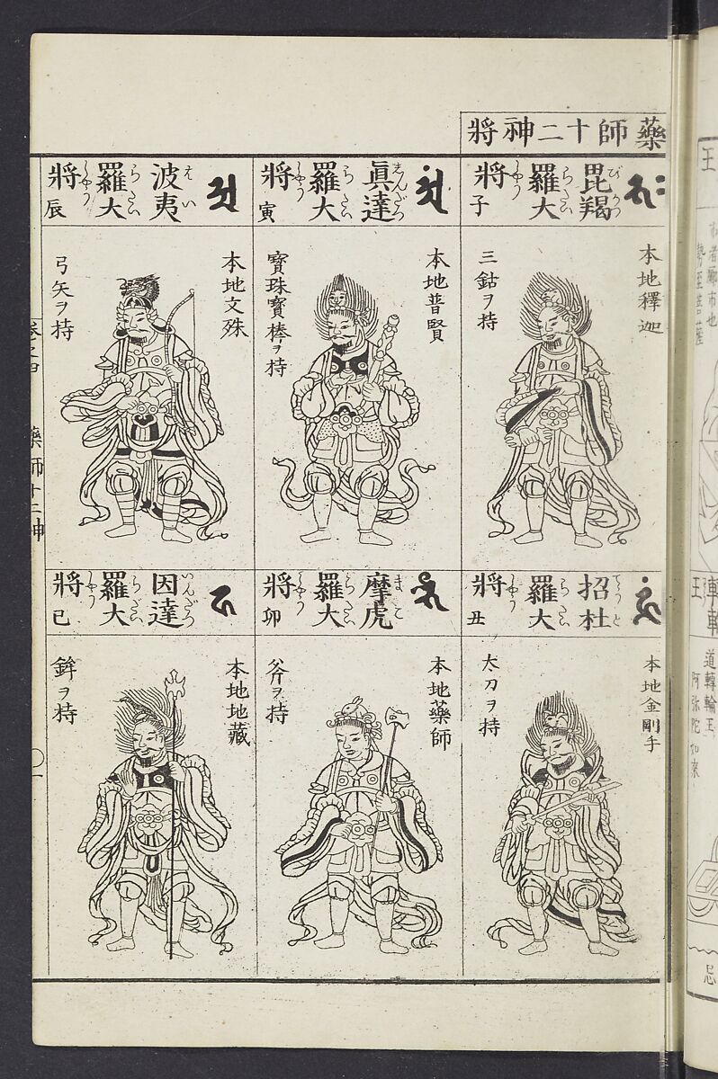 Buddhist Figures and Their Attributes [Meiji edition] (Meiji zōho shoshū butsuzō zui)  明治増補諸宗佛像図彙, Kino Shūshin 紀秀信 (Japanese, active 1783), Ink on paper, Japan
