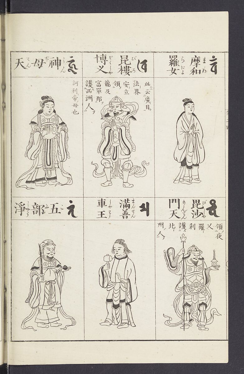 Buddhist Figures and Their Attributes [Meiji edition] (Meiji zōho shoshū butsuzō zui)  明治増補諸宗佛像図彙, Kino Shūshin 紀秀信 (Japanese, active 1783), Ink on paper, Japan