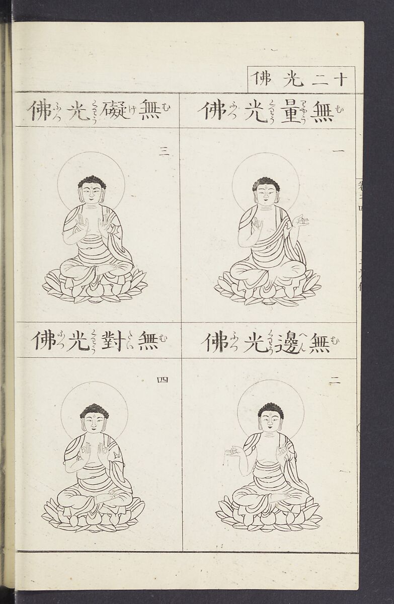 Buddhist Figures and Their Attributes [Meiji edition] (Meiji zōho shoshū butsuzō zui)  明治増補諸宗佛像図彙, Kino Shūshin 紀秀信 (Japanese, active 1783), Ink on paper, Japan