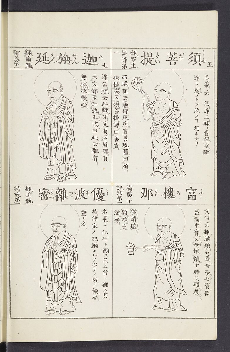 Buddhist Figures and Their Attributes [Meiji edition] (Meiji zōho shoshū butsuzō zui)  明治増補諸宗佛像図彙, Kino Shūshin 紀秀信 (Japanese, active 1783), Ink on paper, Japan
