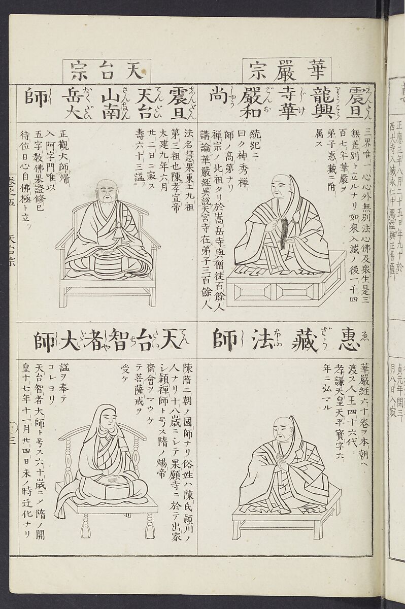 Buddhist Figures and Their Attributes [Meiji edition] (Meiji zōho shoshū butsuzō zui)  明治増補諸宗佛像図彙, Kino Shūshin 紀秀信 (Japanese, active 1783), Ink on paper, Japan