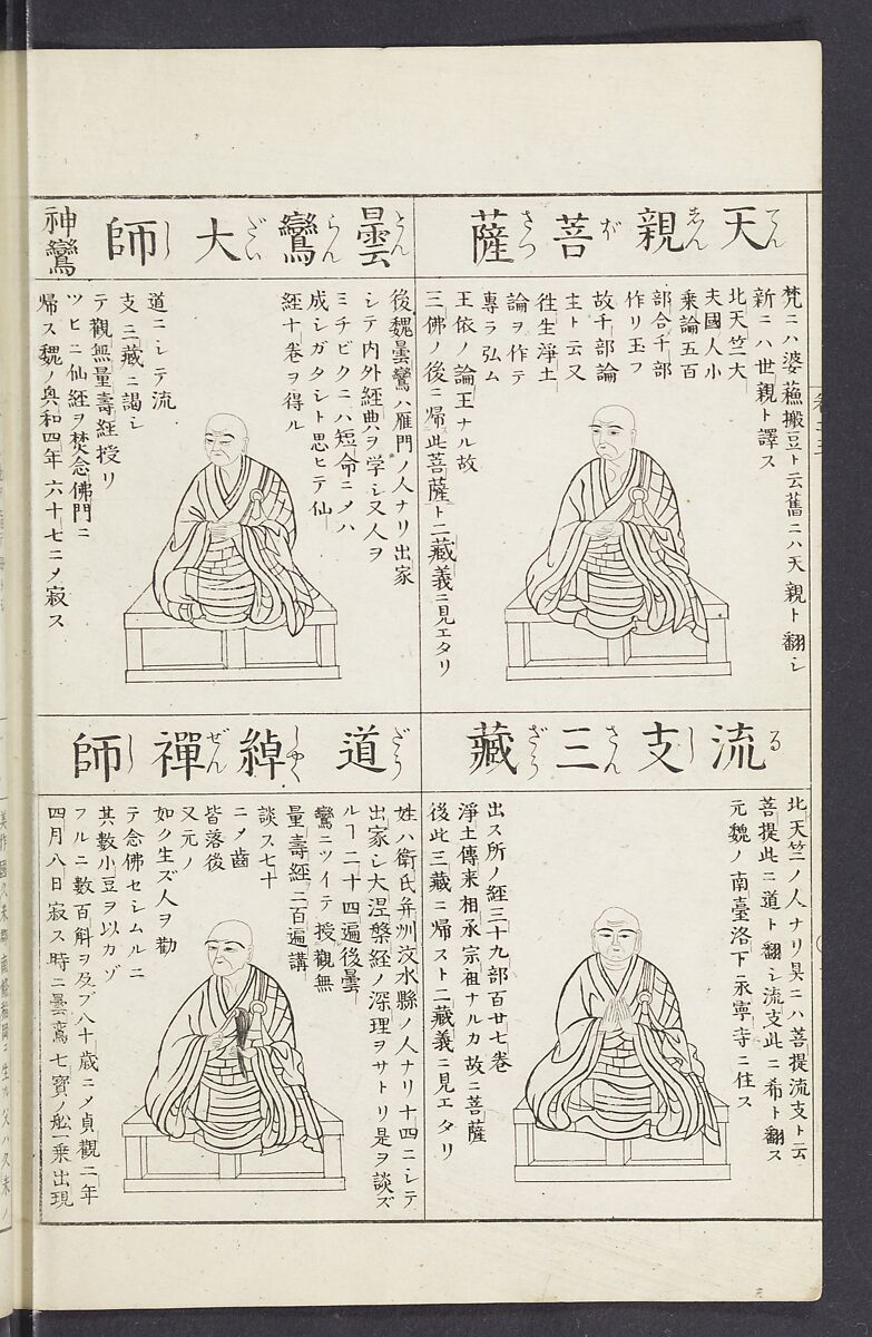 Buddhist Figures and Their Attributes [Meiji edition] (Meiji zōho shoshū butsuzō zui)  明治増補諸宗佛像図彙, Kino Shūshin 紀秀信 (Japanese, active 1783), Ink on paper, Japan
