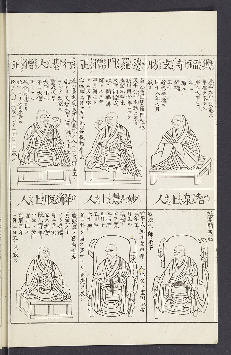 Buddhist Figures and Their Attributes [Meiji edition] (Meiji zōho shoshū butsuzō zui)  明治増補諸宗佛像図彙, Kino Shūshin 紀秀信 (Japanese, active 1783), Ink on paper, Japan