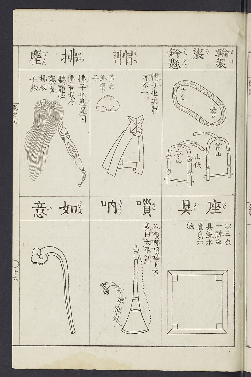 Buddhist Figures and Their Attributes [Meiji edition] (Meiji zōho shoshū butsuzō zui)  明治増補諸宗佛像図彙, Kino Shūshin 紀秀信 (Japanese, active 1783), Ink on paper, Japan