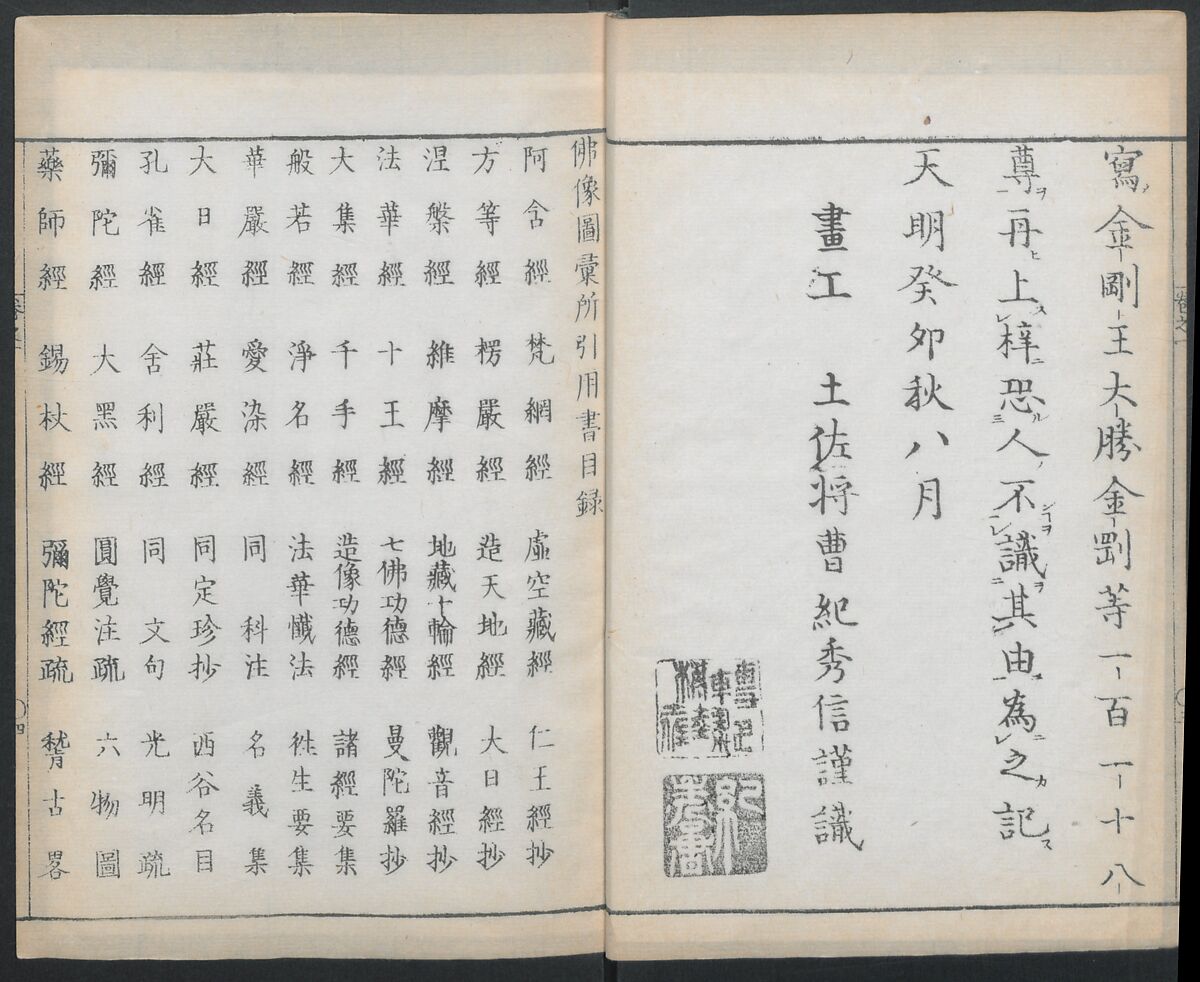 Buddhist Figures and Their Attributes (Zōho shoshū Butsuzō zui) 増補諸宗 佛像図彙, Kino Shūshin 紀秀信 (Japanese, active 1783), Set of five volumes; ink on paper, Japan