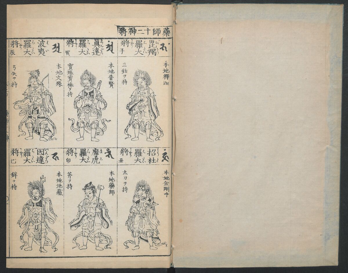 Buddhist Figures and Their Attributes (Zōho shoshū Butsuzō zui) 増補諸宗 佛像図彙, Kino Shūshin 紀秀信 (Japanese, active 1783), Set of five volumes; ink on paper, Japan