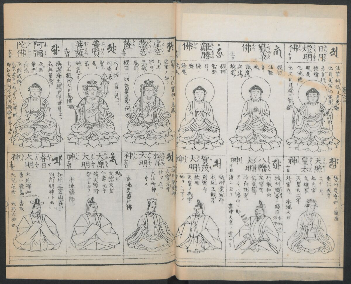 Buddhist Figures and Their Attributes (Zōho shoshū Butsuzō zui) 増補諸宗 佛像図彙, Kino Shūshin 紀秀信 (Japanese, active 1783), Set of five volumes; ink on paper, Japan